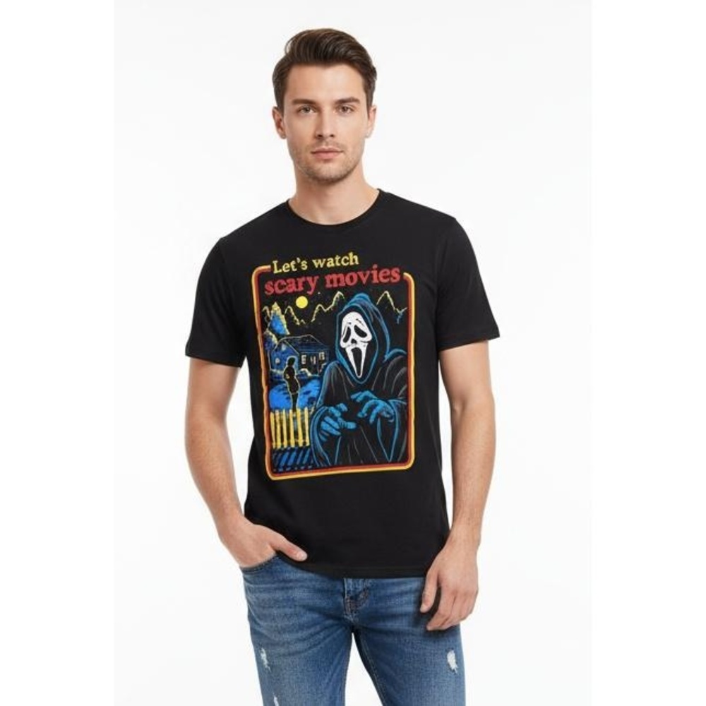 Ghost Face Halloween Black Graphic Ghostface Scream Horror T-Shirt Size Small